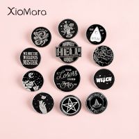 【DT】hot！ Punk Round Enamel Pins Collections Witchcraft witch sorcerer wizard Badges Brooches Lapel