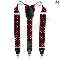 ANGELINO RUFOLO Suspenders(สายเอี๊ยม) 3.5 CM. รูปทรงYแบบปรับความยาวได้ คุณภาพเยี่ยม ดีไซน์ Polka Dot สีเลือดหมู/สีดำ/สีกรมท่า