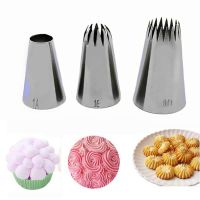 【CW】 3pcs Round Large Icing Piping Nozzles Drop Russian Pastry Tips Fondant Cookies Decorating Tools   1A 1E 9FT