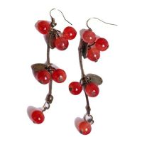 Pop Red Cherry Cute Earrings Fashion Beaded Imitation Pearl Earring Simple And Elegant Shining Crystal Earrings Wholesale Jewelr