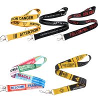 Warning Sign Lanyards Cool Neck Strap Phone Keys ID Card Holder Lanyard For Keys DIY Hang Rope Lanyards