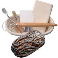 Banneton – ensemble de 6 pièces de pâte à levain panier de fermentation ovale en rotin avec doublure grattoir à pâte tige dagitation brosse outils de cuisine