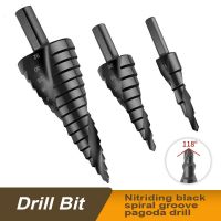 1pcs High-speed Steel Nitriding Black Spiral Groove Pagoda Drill Hexagonal Handle Spiral Groove Nitriding Black Step Drill