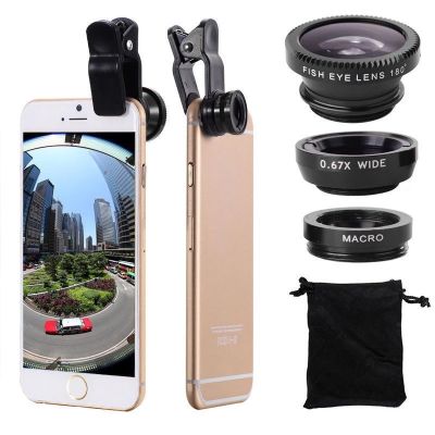 3 in 1 Fisheye Phone Lens Wide Angle Zoom Lens Fish Eye Macro Lenses Camera Kits With Clip Lens On The Phone For All Smart Phone