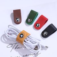 4 Buah Kualitas Tinggi Kulit Sapi Tali Pengikat Kabel Headphone Kabel Pengisian Daya Kabel Penyimpanan Pemegang Desktop Kabel Data Organizer