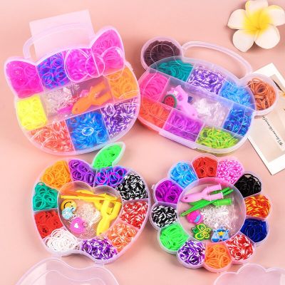 600pcs Rubber Bands Creative Colorful Loom Band Set Rainbow Bracelet Making Kit DIY Woven Bracelets Craft Toys For Girls Gifts
