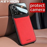 KEYSION Shockproof Case for Honor 50 Pro 50 Lite X30i X20 Leather Mirror Glass Phone Cover for Huawei Nova 8 Pro 8i 8 SE Youth