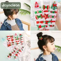 JoynCleon Korean version of the new Christmas five-piece set Bow hairpin Snowman Christmas tree Duckbill clip Cute hair accessories for children