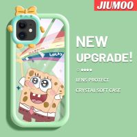 เคส JIUMOO สำหรับ iPhone 11 11 Pro 11 Pro Max เคสที่มีรูปแบบ Spongebob เคสรูปโบว์ผูกโบว์รูปสัตว์ประหลาดตัวเล็กๆเคสนิ่มกันกระแทกเคสโทรศัพท์โปร่งใสฝาครอบป้องกันเลนส์กล้องถ่ายรูปซิลิก้าเจล TPU