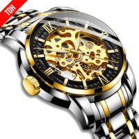 ---Fashion mens watch238814✆ Biden Biden mechanical watch hollow out the new fashion business men watch luminous watch of wrist of steel belt