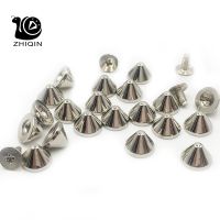 100pcs 9x6mm Flat Cone Zinc Alloy Spike Screw Back Studs Punk Spike Leathercraft Rivet DIY For Pet Collars Bracelet Shoes Making