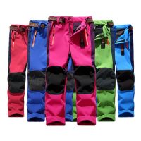 Kids Winter Fleece Hiking Pants Softshell Children Waterfroof Camping Trekking Skiing Trousers Pants For Boys Girls 6-14 Years