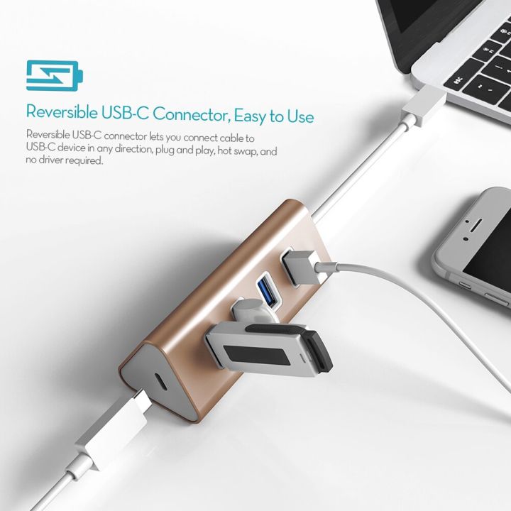 usb-hub-aluminum-usb-type-c-male-to-4-port-usb-3-0-hub-adapter-with-usb-c-female-charging-port-pd-for-new-macbook-and-more-usb-hubs