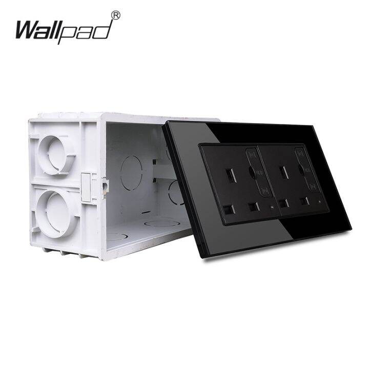 new-popular-wallpad-s6แก้ว-panel13abswith-3-1a-2-x-พอร์ตชาร์จ-usb-walloutlet-plateand-สีดำ3x6