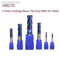❐ HRC70 Tungsten Steel Flat End Mills Coating Blue Nano CNC Tools Milling Cutter Solid Carbide Milling Bit 4 Flute Router Bits