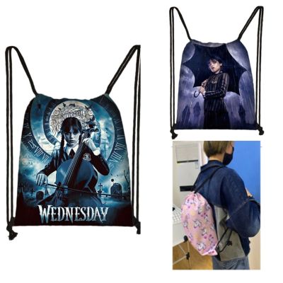 ☏ Wednesday Addams Women 39;s Backpack School Casual Drawstring Storage Female Bags Gothic Student Travel Shoulder Women Bag 2023 New