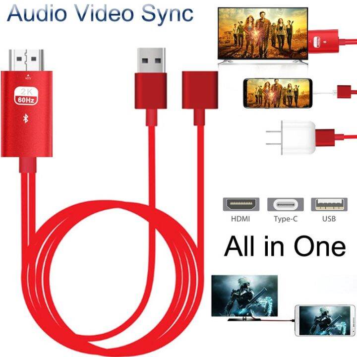 *Bluetooth USB to HDMI Mirror Cast Cable Audio Video Adapter for Phone