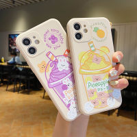 เคสโทรศัพท์ลายสัตว์น่ารักสำหรับ iPhone 14 13 11 12 Pro Max XR XS 6 7 8 Plus น่ารักลายการ์ตูนชานม Boba Bear สำหรับ iPhone 12 13 Mini