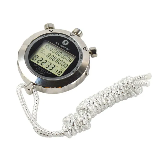 Metal Steel Digital Sports Stopwatch With Countdown Timer 100 Lap ...