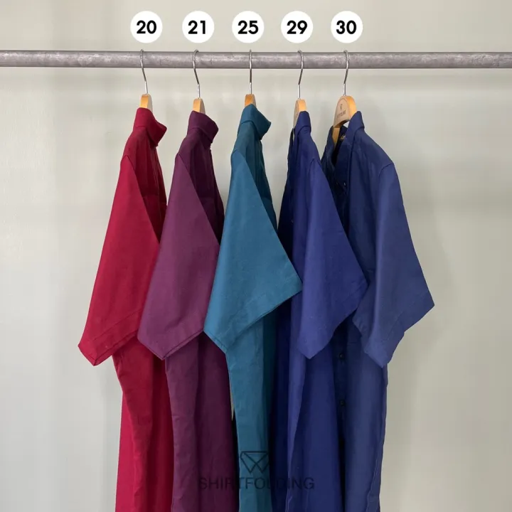 shirtfolding-เสื้อเชิ้ต-แขนสั้นคอปก-สีกรม-กระดุมดำ