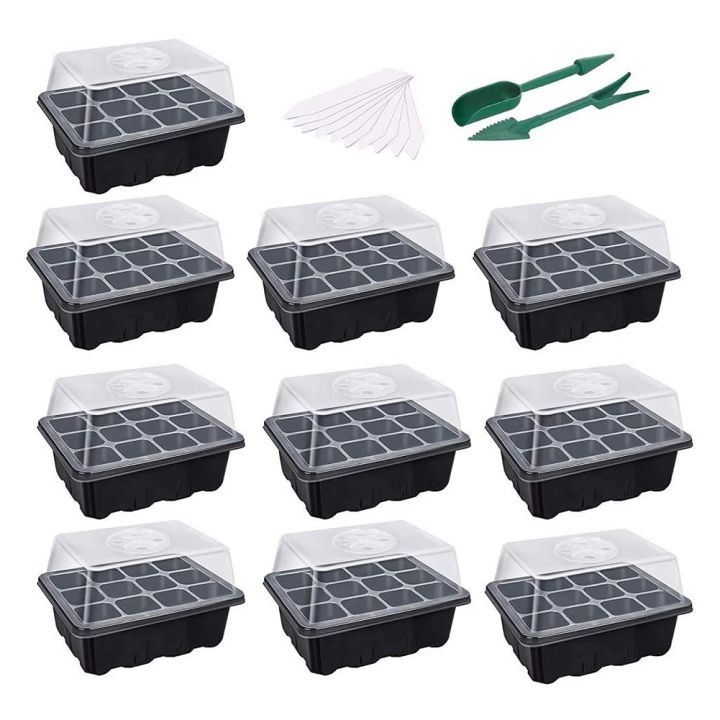 10pcs-seedling-plant-germination-box-planting-seed-starter-tray-kit-bean-sprouts-plate-seedling-garden-nursery-tray