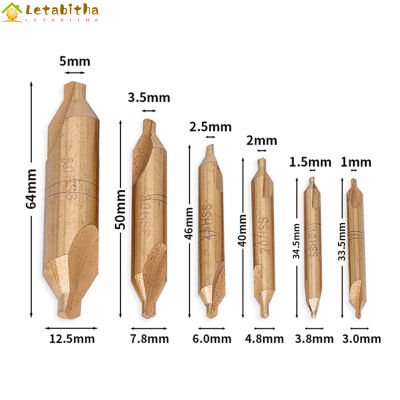 Letabitha 6ชิ้น,ชุดสว่านคอมโพสิตเคลือบไทเทเนียม Hss สว่านจุดเคาน์เตอร์เครื่องมือบิต1.0/1.5/2/2.5/3.0/5 0มม