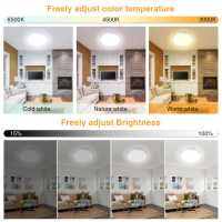 LED Ceiling Light 24W 18W 3000K-6500K 32led with Remote Control Pendant Lamp Stepless Dimming for Kitchen Bathroom Home Lighting