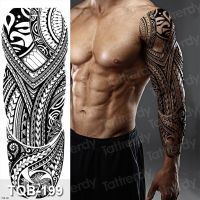 temporary tatoo men large waterproof temporary arm sleeve tattoo black robot mechanical tattoos tribal lion head king fox design Stickers