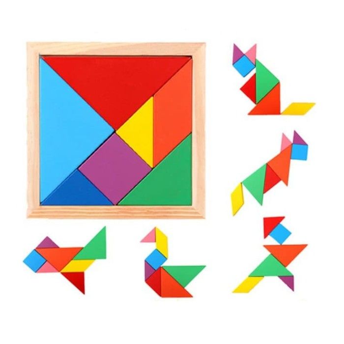 Puzzle Tangram Kayu / Mainan Edukasi Tan Gram / Puzle Pazel Puzel