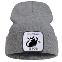 [Hana Clothing Store] Schrodinger ตายแมวดำหมวกหมวกแฟชั่นสบายๆหมวก U Nisex ฮาราจูกุกลางแจ้งที่อบอุ่นถักหมวกสีทึบหมวกหมวก