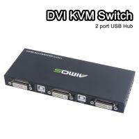 DVI KVM Switch 2x1 2 port USB Hub 2 in 1 out Sharing USB 2.0 monitor mouse keyboard for 2 Computer Laptop PCs DVI KVM Switch Box