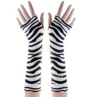 Zebra sweater lady girl Sexy Disco dance costume party lace fingerless long gloves wholesale