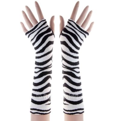 Zebra sweater lady girl Sexy Disco dance costume party lace fingerless long gloves wholesale