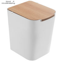 Environmental Trash Can Household Trash Can Press Storage Bin with Lid Trash Can Kitchen Bathroom Trash Can White