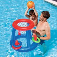 Inflatable Water Basketball Set Inflatable Floating Hoops with Ball Rings for Kids Teens Adults Perfect Competitive Water Play