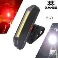 ♧ XANES 2 in 1 100LM Bicycle USB Rechargeable LED Bike Light Taillight Ultralight Safety Lamp Warning Night Riding Accessories