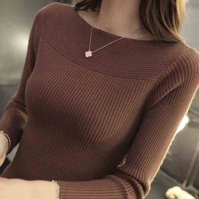 [Spot] off-neck sweater bottoming shirt Womens inner wear new versatile Western style top slim fit skinny knitwear 2023
