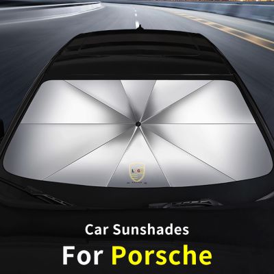 ม่านบังแดดรถยนต์กระจกม่านบังแดดด้านหน้าหน้าต่างสีอาทิตย์สำหรับ Porsche Cayenne Macan 911 Boxster เคย์แมนพานาเมร่าอุปกรณ์เสริมในรถยนต์