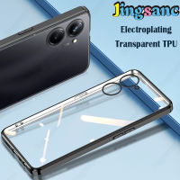 Jingsanc โปร่งใสสำหรับ Realme 10 Pro + 5G/Pro Plus Realme 10 Pro 5G เคสนิ่มใส่โทรศัพท์ซิลิโคน TPU Electroplating ล้างเลนส์ป้องกันปกหลัง Realme 10 Pro + 5G Realme 10 Pro 5G