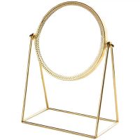 360 Rotation Metal Makeup Mirror Single Sided Vintage Vanity Mirror Golden