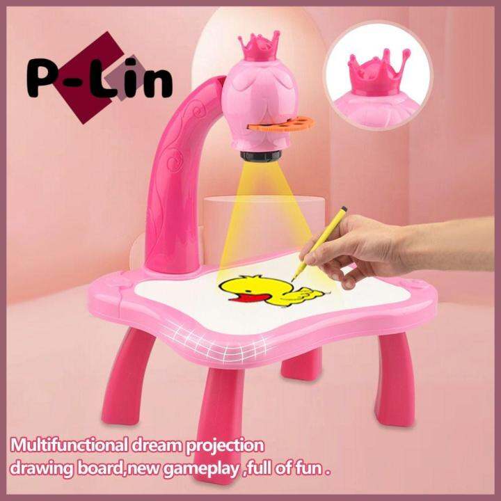 PLIN Kids Baby Painting Board Drawing Toys LED Projector Drawing Table