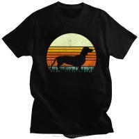 Unique Mens Dachshund Tshirt Tshirt Leisure 70S Vintage Retro Sunset Dog Tee Loose Fit