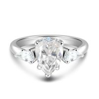 Smyoue 2CT Pear Cut Flawless Moissanite Ring for Women Wedding Promise Band Bride Jewelry 925 Sterling Silver 3 Stones Wholesale