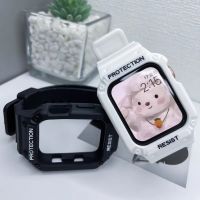 สายนาฬิกาพร้อมเคส  สาย Smart Watch 8 7 6 se 5 4 3 2 1 ซิลิโคนพร้อม Caseในตัว ขนาด 38/41/45/44/40มม สายนาฬิกา HW67 HW22 X8