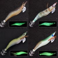 hot！【DT】 2.5  3.0  3.5  Squid Jigging Fishing Wood Shrimp with Noisy Jig Hooks Cuttlefish Saltwater Bait