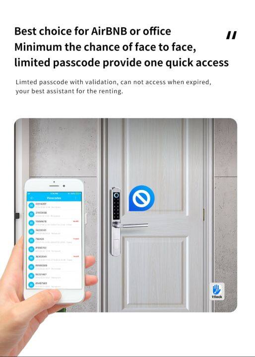 tt-ล็อกประตูดิจิตัลอัจฉริยะสแกนลายนิ้วมือสองด้านบลูทูธกันน้ำปุ่มกดการ์ด-ic-รหัสผ่านรีโมทแอปปลดล็อกความปลอดภัยในบ้าน
