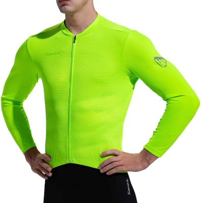 Santic เสื้อแข่งจักรยานสำหรับผู้ชายแขนยาว Fit สบาย Sun-ป้องกันจักรยานเสือหมอบ Tops MTB เสื้อ K20M3178