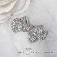 เข็มกลัด ฝังคริสตัลแท้ ลายโบ Ribbon ขนาดพอเหมาะ เครื่องประดับแฟชั่น BRH0185 ValueJewelry