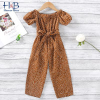 Humor Bear Children Jumpsuit NEW Summer Off-Shoulder Printed Overalls Jumpsuit Toddler Kids Clothes