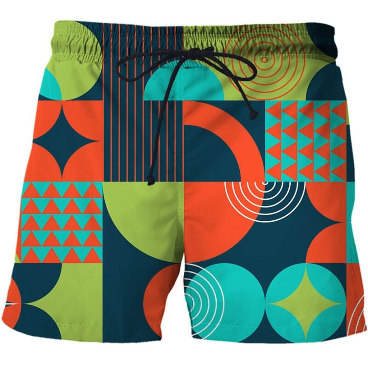 2023-new-fashion-geometry-beach-pants-color-contrast-swimsuit-swimming-fitness-track-suit-funny-3d-printed-shorts-men-clothing